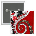 Piano Keys Music Notes Grunge Floral Swirls Pinback Button