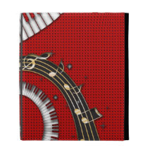 Piano Keys Music Notes Grunge Floral Swirls iPad Folio Case