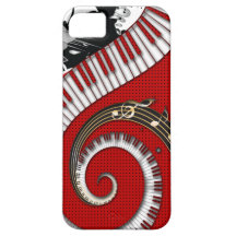 Piano Keys Music Notes Grunge Floral Swirls iPhone 5 Case