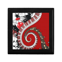 Piano Keys Music Notes Grunge Floral Swirls Gift Boxes