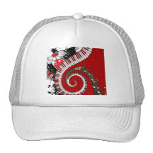 Piano Keys Music Notes Grunge Floral Swirls Mesh Hats