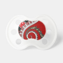 Piano Keys Music Notes Grunge Floral Swirls Baby Pacifiers