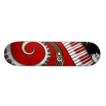 Piano Keys Music Notes Grunge Floral Swirls Skateboards