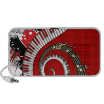 Piano Keys Music Notes Grunge Floral Swirls Travelling Speaker