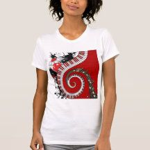 Piano Keys Music Notes Grunge Floral Swirls T-shirts