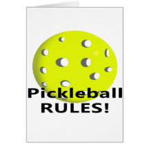 Pickleball Rules! With yellow ball black text Card