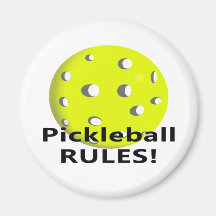 Pickleball Rules! With yellow ball black text Magnets