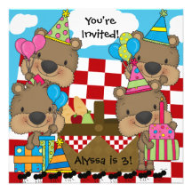 Picnic with the Teddy Bears Birthday Invitation