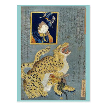 Picture of a tiger by Ochiai, Yoshiiku Ukiyoe Postcard