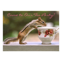 Picture of Chipmunk with China Teacup Invitation