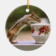 Picture of Chipmunk with China Teacup Christmas Ornaments