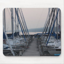 Pier Between Masts of Sailboats Mouse Mat