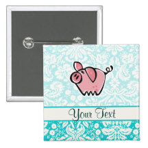 Pig; Cute Button