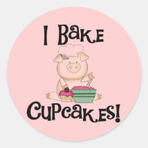 Pig I Bake Cupcakes Tshirts and Gifts Stickers
