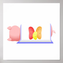 Pig In A Blue Blanket And Beans Print