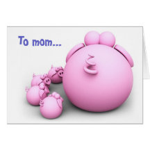 Pig mum greeting card