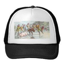 Pig Pulls Ice Skater Across Pond Hat