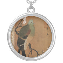 Pigeon on the Peach Tree Vintage Japanese Floral Necklaces