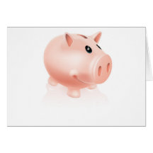 Piggy Bank Character Greeting Card