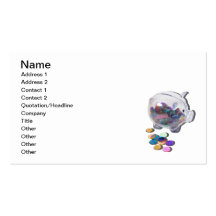 Piggy Bank with Colourful Chips Business Cards