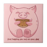 Piggy eating cookie helping on diet tile