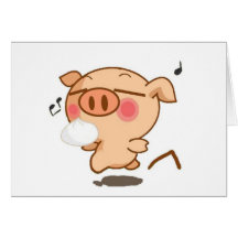 Piggy Pirouettes Greeting Cards