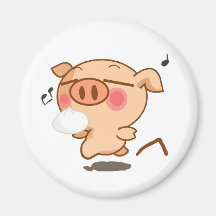 Piggy Pirouettes Refrigerator Magnet