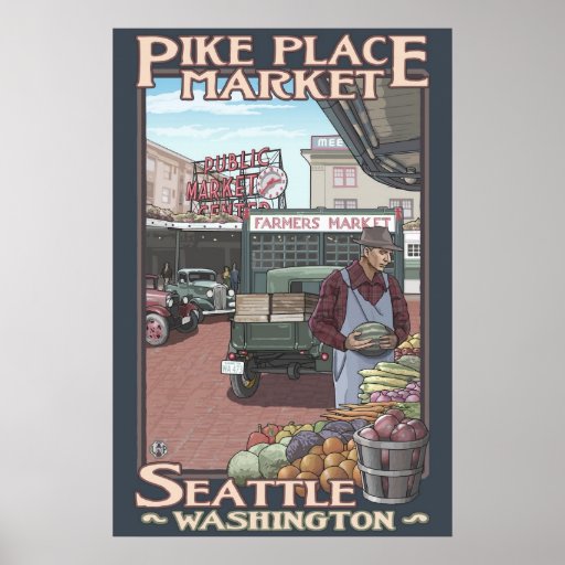 Pike Place Market - Seattle, WA Travel Poster