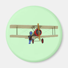 Pilot and Biplane Fridge Magnet
