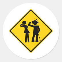 Pimp Backhand Road Sign Round Stickers
