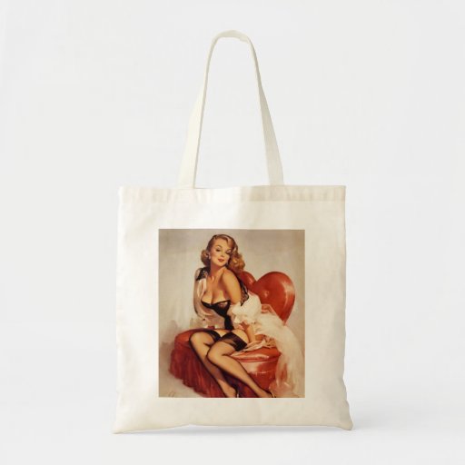 Pin-Up in a Heart-Shaped Chair Tote Tote Bag