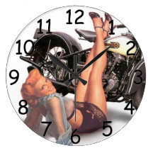 Pin Up Playful Biker Clock