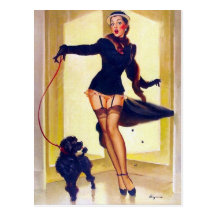 Pin-Up with Poodle Post Card