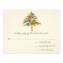 Pine Flower Tree Wedding Response Card Personalised Announcements