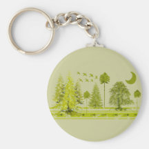 Pines with Moon-Customise Change BackGround Colour Key Chain