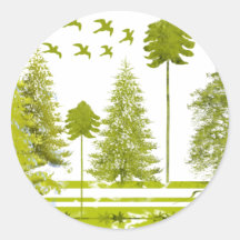 Pines with Moon-Customise Change BackGround Colour Round Stickers