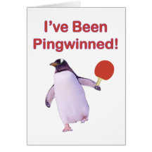 Pingwinned Penguin Ping Pong Greeting Card