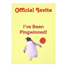Pingwinned Penguin Ping Pong Personalized Invitations