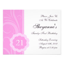 Pink 21st Birthday Party Invitation