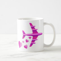 Pink Aeroplane Valentine Coffee Mugs
