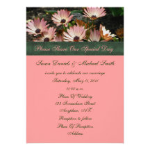 Pink African Daisies Floral Wedding Invitation