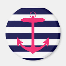 Pink Anchor Silhouette Fridge Magnet