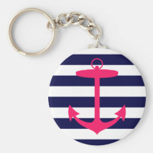Pink Anchor Silhouette Key Chains