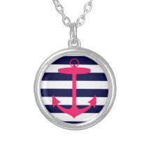 Pink Anchor Silhouette Necklaces
