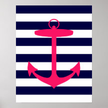 Pink Anchor Silhouette Poster