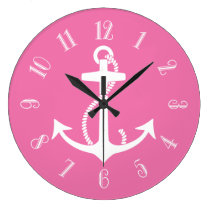 Pink Anchor wall clocks