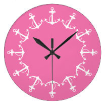 Pink Anchors wall clocks