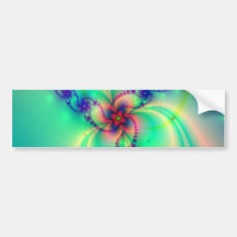 Pink And Aqua Blue Fractal Swirl Bumper Sticker