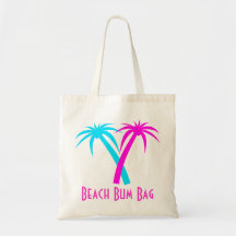 Pink and Aquamarine Palm Trees Canvas Bag