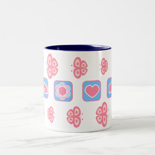pink and baby blue butterfly mug
